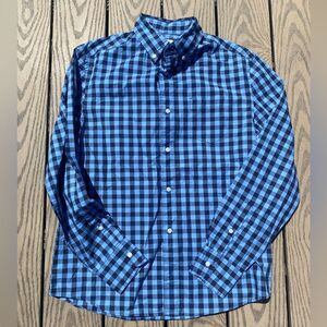 Crewcuts blue black long sleeve button up collared shirt 14 church uniform